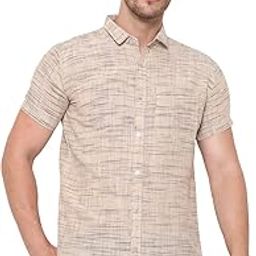 Men's Cotton Blend Textured Half Sleeves Shirt-image-27