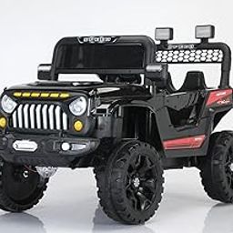 Ride N Joy Thar Premium Rechargeable Baby Battery-Powered Electric Car Jeep for Kids – Electric Ride-On Car Toy with Bluetooth Music & Lights/Dual Control Mode for Ages 2 to 5 Year (Black)-0