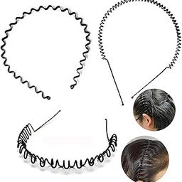 New Trending Hair Bands Unisex, Men, Women Black Metal Wavy, Spring and Zig zag Band Hair Hoop Hairband and Plastic Hair Band Double Layer Twist Plait Hairband For Daily Use (Design_6(Pack 3))-40