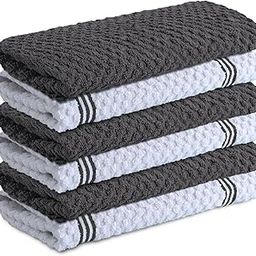 Infinitee Xclusives Premium Kitchen Towels |Pack of 6| - 100% Cotton (15 x 25 Inches) - Highly Absorbent Terry Dish Towels for Kitchen Linens, Tea Towels and Household Cleaning |Grey|-16