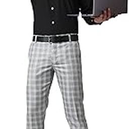 Men's Polycotton Slim Fit Checkered Trouser | Regular Fit Solid | Soft and Breathable Fabric-picture-6