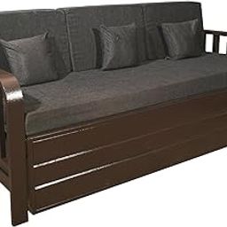 AMMA Enterprises Metal Sofa Cum Bed with Hydraulic Storage and Matress.(Dark Brown 6X6)-image-56