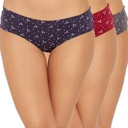 clovia Women's Cotton Pack of 3 Mid Waist Floral Print Hipster Panties with Inner Elastic - Multicolor-picture-6