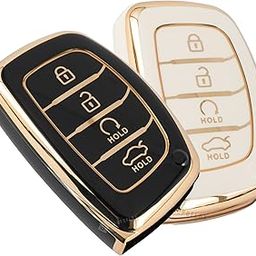 Shopoflux® TPU Key Cover Compatible with Hyundai Alcazar and Creta Car 4 Button Smart Key (Black & White)-image-33