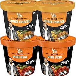 Yu Foodlabs Pasta - Ready to Eat - 2 Three Cheese + 2 Peri Peri Combo - Instant Meal - Pack of 4 - No Preservatives & Additives - 100% Natural & Vegetarian - Instant Food in 4 mins - 800 GMS-image-8