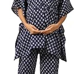 Jaipuri 100% Cotton Maternity Nursing and Feeding Kaftan Night Suit | Center Nursing Zipper | Pre and Post Pregnancy-image-123