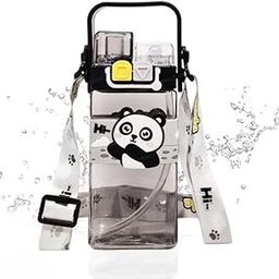 Cots and Cuddles Animal Design 520ml 2-Way Sipper Water Bottle for Kids | Straw & Direct Drinking | Leakproof & BPA-Free | Cute & Durable School Bottle for Boys & Girls (Black Panda)-image-25