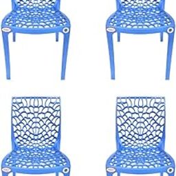 EVEREST MOLDED FURNITURE Web Series Outdoor Garden/Cafe/Home/Balcony Plastic Chair- (Set of 4 Chairs) (Blue)-image-7