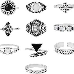Aesthetic Rings For Women | Fashion Ring Set | Combo of 10 Pcs Boho Style Knuckle Stackable Finger Ring for Girls | Hand Accessories | Eternal Shine | Birthday Anniversary Gift For Women-image-19