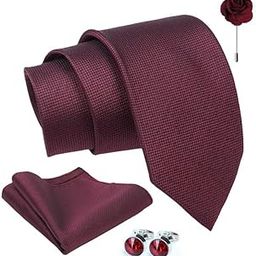 Micro Dotted Tie For Men – Formal Ties Set With Pocket Square, Cufflink & Flower Pin With Gift Box For Mens, Silk Fabric Neckties Gift Sets For Men’s (SDB)-3
