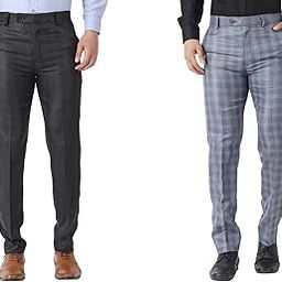 Men's Checkered Slim Fit Formal Combo Pant/Daily Office Wear Use | Soft and Breathable Fabric (Pack of 2)-image-50