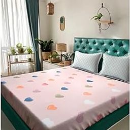 Klotthe Pink Abstract 300 TC Cotton Blend Double Bedsheet in Book Fold Packing-image-15