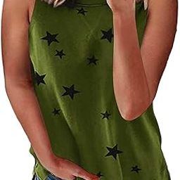 Womens Tops Latest Fashion Western Crewneck Basic Tank Tops Casual Loose Sleeveless Star Print Shirts for Summer-image-47