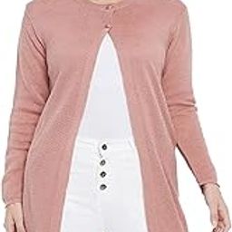 Winter WearWool Blend Round Neck Full Sleeve Button Self Design/Solid Long Shrug for Women-GA8013-94
