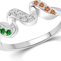 Freedom Flag CZ Rhodium Plated Alloy Ring for Women and Girls - [VFJ1304FRR]-image-33