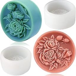 2PCS Round Flower Soap Molds for Soap Making, Rose Resin Candle Mold Silicone, Bath Bombs Lotion Bar Silicone Mold, 3D Mold for Soap Candle Beeswax Making, Handmade Cake Chocolate Biscuit Ice Pudding-image-65
