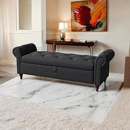 TIMBERNEST-"Stylish Ottoman Bench for Living Room-Modern Design, Versatile Furniture for Entryway, Bedroom, or Dining Area - Perfect Footrest. (Grey) (Grey, 2 Seater)-image-63