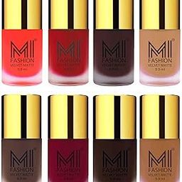 MI FASHION Velvet Matte Multicolors Nail Polish Set Lacquer (Highly Pigmented-Long Lasting) For Women Top Coat 9.9ml Each (Combo-8)-image-80