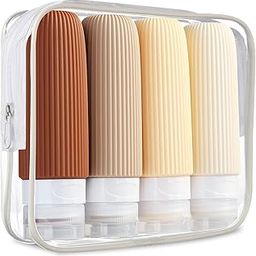 Mrsdry Travel Bottles for Toiletries, Tsa Approved 3oz Portable Travel Bottles, BPA Free Leak Proof Squeezable Silicone Travel Size Containers, Travel Accessories with Clear Toiletry Bag (4 Pack)-22
