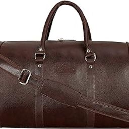 55 L Brown Vegan Leather Weekender Travel Duffle Luggage Bag with Detachable Shoulder Strap for Men & Women (Brown)-picture-35