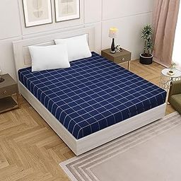 Star Weaves Mattress Cover | Cotton Mattress Covers King Size Bed - 78x72x6 Inches | Mattress Protector with Zipper Chain | Mattress Protector Cover | King Mattress Cover (Blue)-image-119