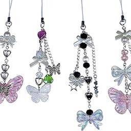 Cute Phone Charm Girls Kawaii Bag Charm Cell Phone Strap Lanyard Acrylic Metal Chain Bag Gift for Girls 4 Pcs Charms Y2K Accessories-picture-17