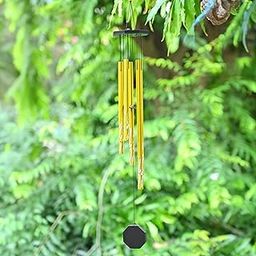 HindCraft Feng Shui Home Decor, Gold Metal 5-Pipe Wind Chimes – Positive Energy for Balcony, Garden, Home Décor, Room Decor, Gifts for Women, Wind Chimes for Living Room-image-62