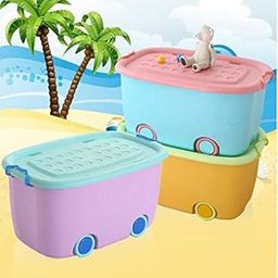 PARASNATH Rolling Storage Container Box Set of 3-45 Litre each (Multi Colour) Super Large With Wheels Size (59X39X30 cm) Launch Offer - Made In India, Polypropylene-0