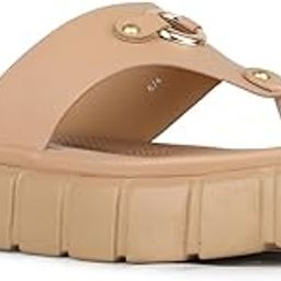 inc.5 Womens Beige Casual Solid T-Strap Slip-on Flat Sandals Slide-picture-2