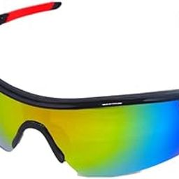 Sports Sunglasses Black Frame UV400 protected for men women kids IPL Cricket Cycling | Gradient mirror lenses (Free size)-54