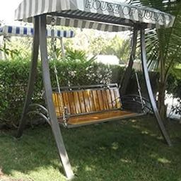 Home & Garden Swing Outdoor Canopy Metal Swing Roof Jhula 3 Seater(Grey,Brown)-image-7