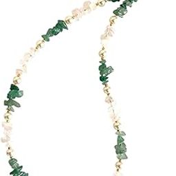 Natural Quartz White and Green Choker Necklace with Pearl Beads, Handcrafted Jewellery with earrings-image-38
