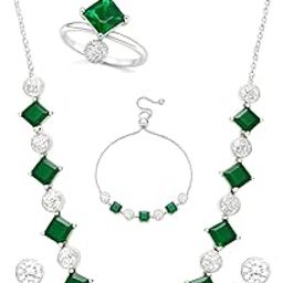 "Designer Stones & American Diamond Jewelry Set for Women | Stylish Necklace, Earrings, Bracelet & Ring | Premium Wedding & Festive Jewellery Set"-image-60