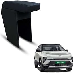 Carigiri Premium Finish Car Armrest with Storage Box And High Density Moulded Foam For Tata Punch Ev (Models-2024, 2025) (Black Seam,Nappa Leatherette)-image-94