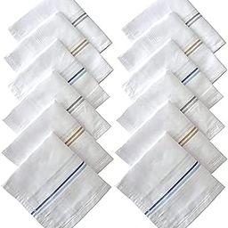 Men's Handkerchief, Soft Cotton Hankies For Gents White With Stripe- Pack Of 12-image-27