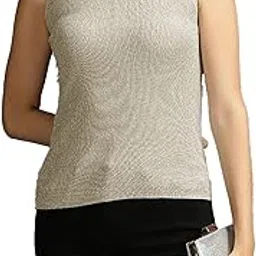 icw Women Knitted Ribbed V-Neck Sleeveless Shimmer Tank Cami Top Vest DN1225-picture-30