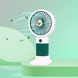 Toyshine Mini Portable Rechargeable Handheld Personal Small Desk Fan with Base Cute Design Fan For Travel/Office/Desktop Kids Girls indoor Outdoor use - Green-19