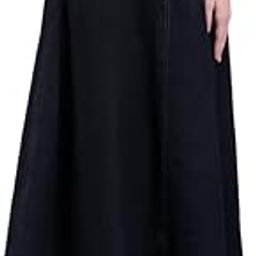 Trendy Western Style Black Washed A-Line Long Denim Skirt for Women and Girls, Fashionable Midi Jeans Skirt, Plus, 34 Inch Length-image-80