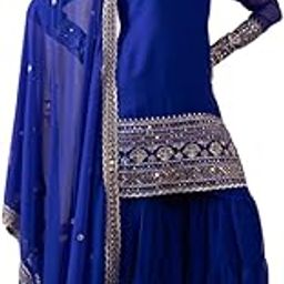 Traditional Georgette Lehriya Print Sharara Suit Set | Sharara with dupatta | Fancy Suit for Woman | casual wear-image-81