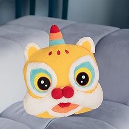 Lunar Year Decoration Blessing Souvenir Lovely Decor Chinese New Year Pillow Yellow Lion Head-image-16