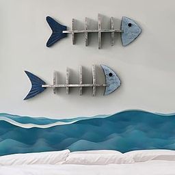 Fishbone Shape Wall Shelf Wooden Wall Mounted for Toys Storage Party Flat-image-1