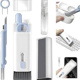Portable Keyboard Cleaning Kit with Spray Bottle, Retractable Brush Tool, White and Blue-image-97