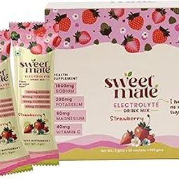 Sweetmate Sugar Free Strawberry Electrolyte Drink Mix Sweetened With Stevia -5g (20 Sachet) No Preservatives and Chemicals | Offers 10x more Electrolyte | Keto Friendly, Vegan-image-40