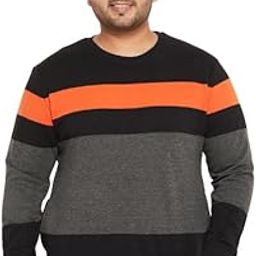Men's Multi Striper Round Neck Plus Size Sweatshirt(3301A)-image-96