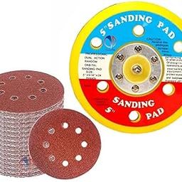 Mass Pro 5" Air Sanding Pad With 10Pcs Emery Sandpaper For Orbital Random Pneumatic Sander Wood Polisher (5 inch)-image-51