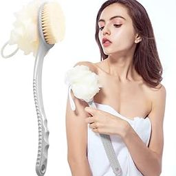 TRS Loofah Back Scrubber Long Handle Bath Sponge Shower Brush with Curved Handle for Shower for Men and Women (Random Colour)-image-33
