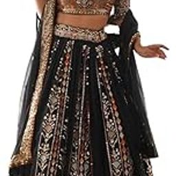 Black Party Wear Lehenga Choli in Georgette – Embellished with Sequin Embroidery-picture-11