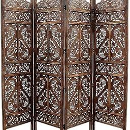 Wooden Room partition with Shelves Solid Wood partition Wall with Door Decorative Wooden Divider for Living Room Wooden Folding Screen 6th feet Height-image-65