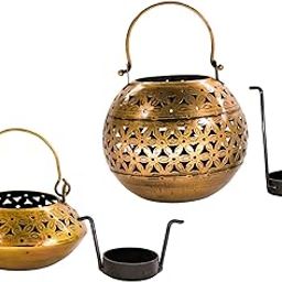 RusticDior T-Light Antique Gold Finish Candle Holder for Diwali Birthday Decoration Tealight Candle Stand for Home Room Bedroom and mandir Décor (Pack of 2)-image-19