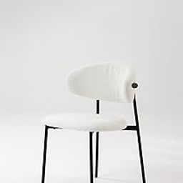 Modern Dining Chair with Textured White Upholstery – Black Metal Frame Accent Chair for Dining Room or Kitchen-image-42